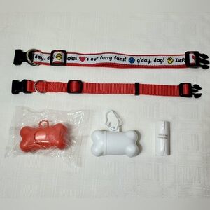 Dog Collars & Accessories Colorful Pet Bundle Red Collar Waste Bag Pet 4pc Set